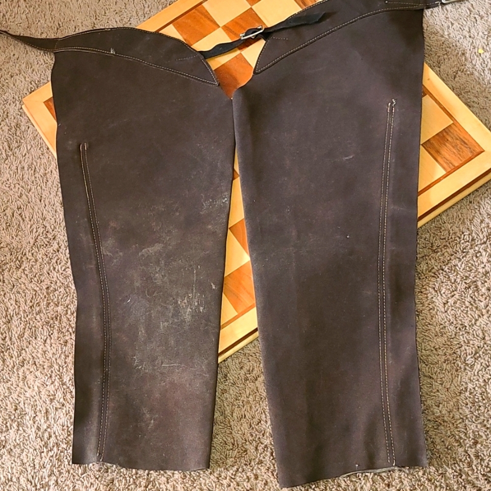 Kids leather chaps chap parel Gerald Roberts rodeo cowboy vintage 1950's